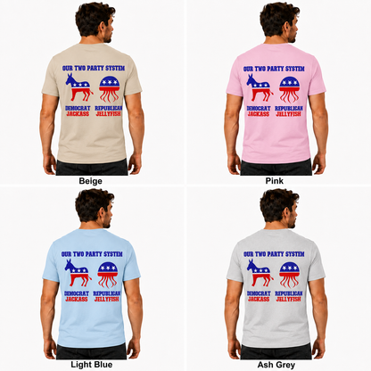 Our Two Party System Shirt Funny Political Humor Graphic Tee Bipartisan Satire Gift For Adults