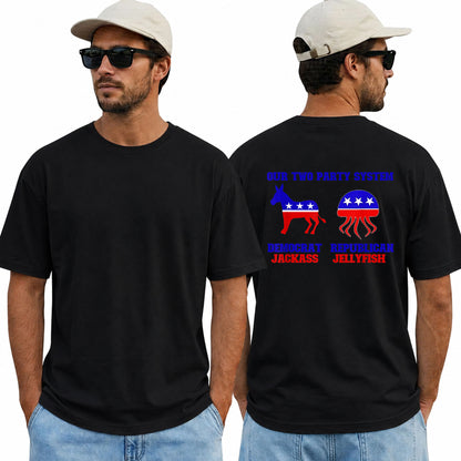 Our Two Party System Shirt Funny Political Humor Graphic Tee Bipartisan Satire Gift For Adults