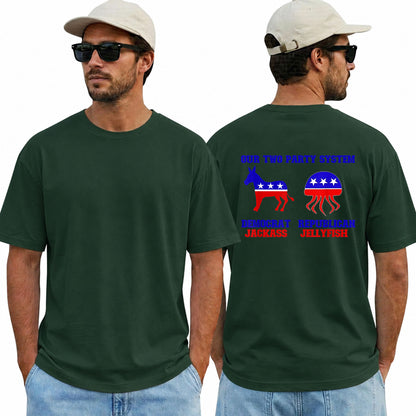 Our Two Party System Shirt Funny Political Humor Graphic Tee Bipartisan Satire Gift For Adults
