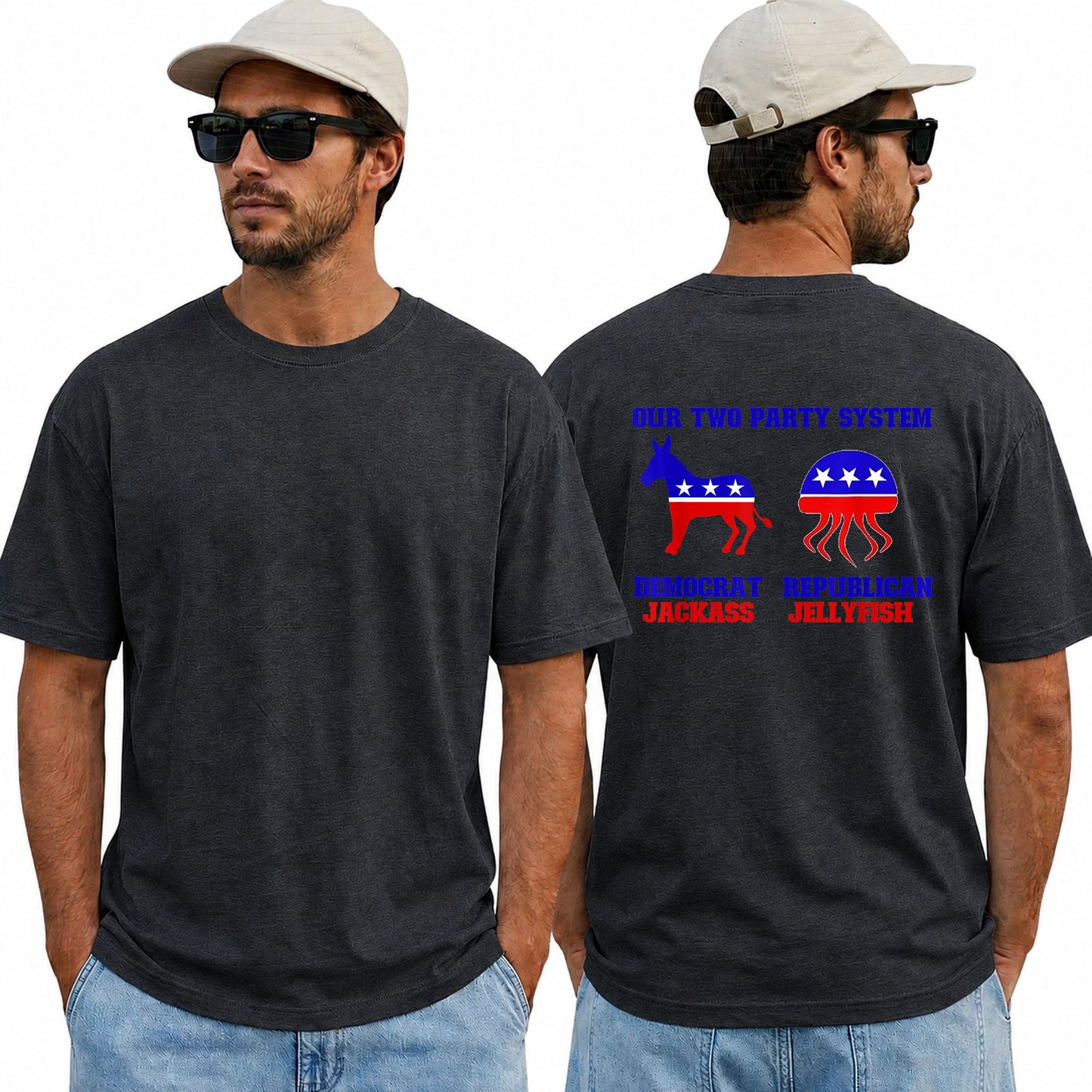 Our Two Party System Shirt Funny Political Humor Graphic Tee Bipartisan Satire Gift For Adults
