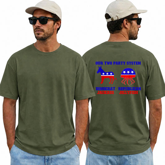 Our Two Party System Shirt Funny Political Humor Graphic Tee Bipartisan Satire Gift For Adults
