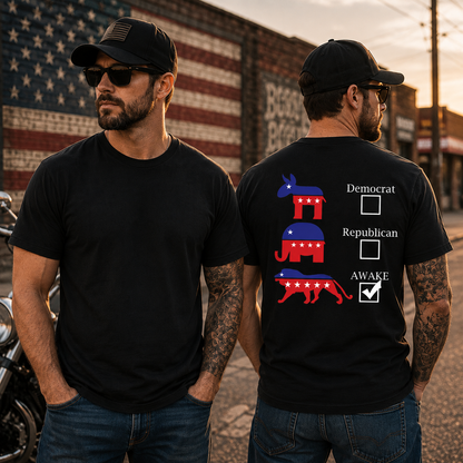 Political Parties Awake Shirt Funny Anti Woke Patriotic Graphic Tee Freedom Gift For Adults