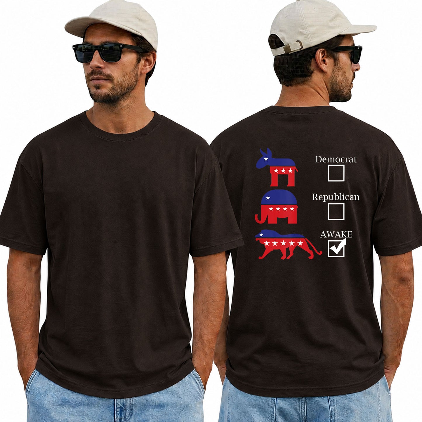 Political Parties Awake Shirt Funny Anti Woke Patriotic Graphic Tee Freedom Gift For Adults