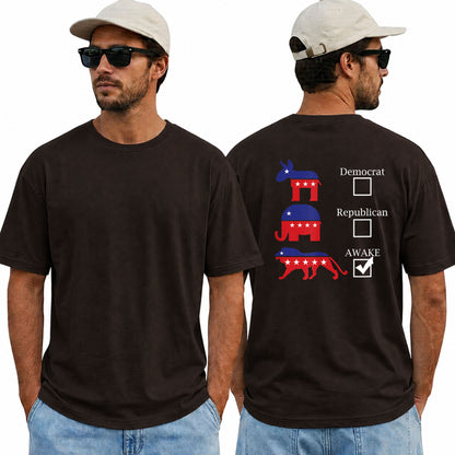 Political Parties Awake Shirt Funny Anti Woke Patriotic Graphic Tee Freedom Gift For Adults