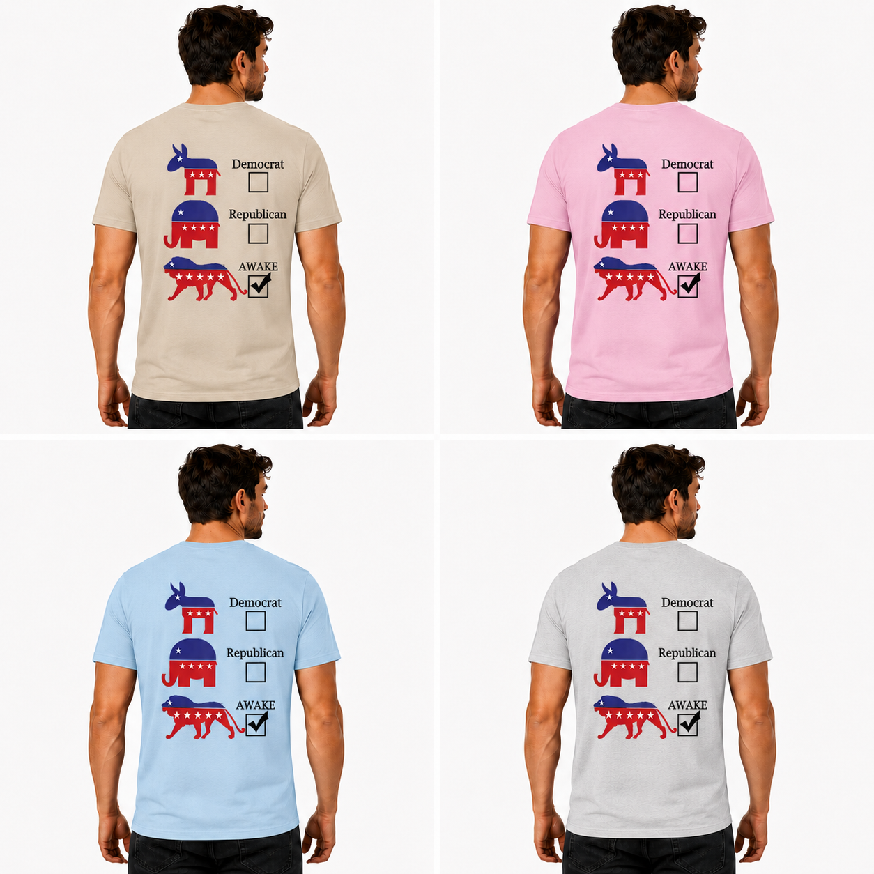 Political Parties Awake Shirt Funny Anti Woke Patriotic Graphic Tee Freedom Gift For Adults