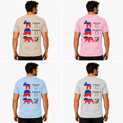Political Parties Awake Shirt Funny Anti Woke Patriotic Graphic Tee Freedom Gift For Adults