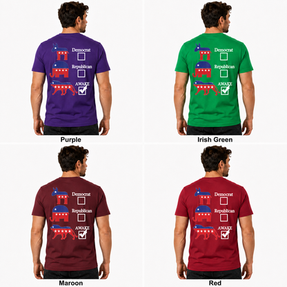 Political Parties Awake Shirt Funny Anti Woke Patriotic Graphic Tee Freedom Gift For Adults
