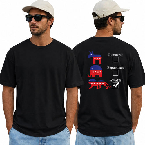 Political Parties Awake Shirt Funny Anti Woke Patriotic Graphic Tee Freedom Gift For Adults