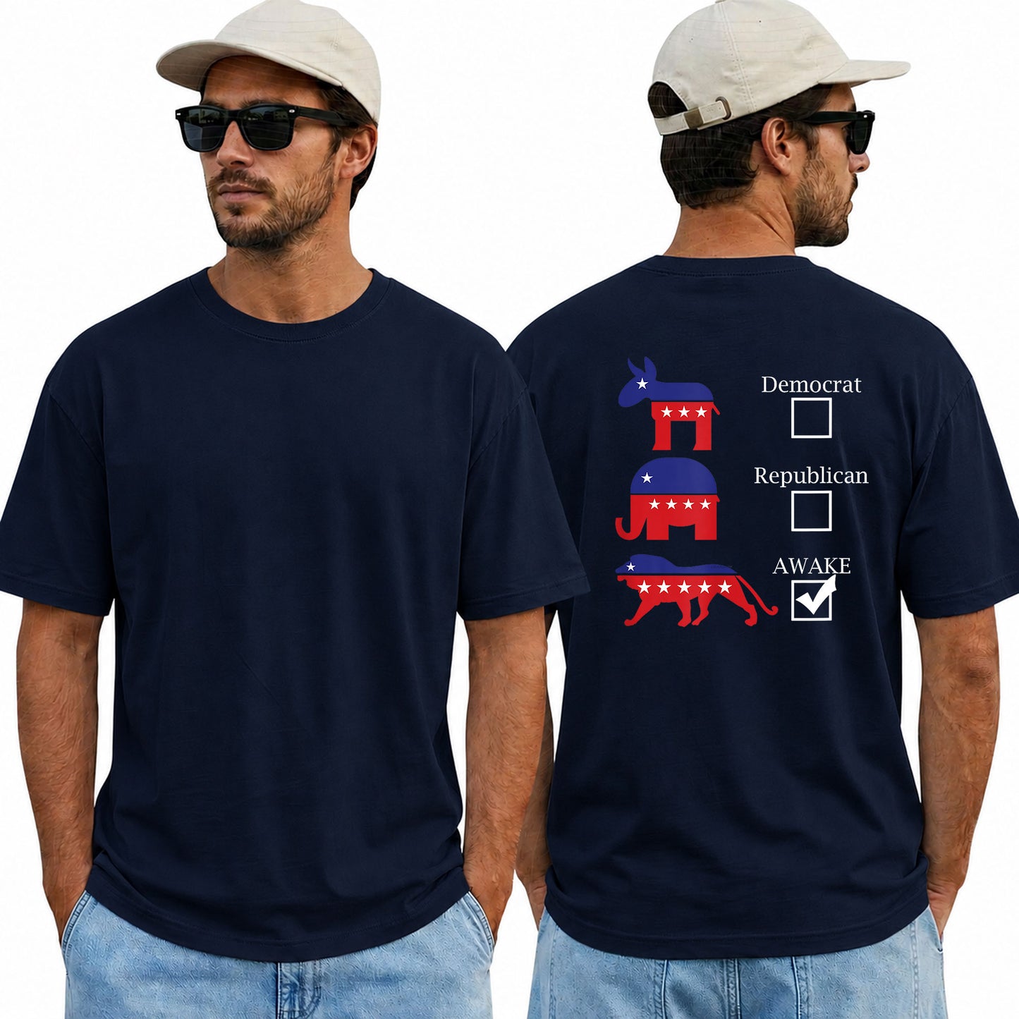 Political Parties Awake Shirt Funny Anti Woke Patriotic Graphic Tee Freedom Gift For Adults