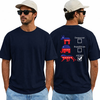 Political Parties Awake Shirt Funny Anti Woke Patriotic Graphic Tee Freedom Gift For Adults