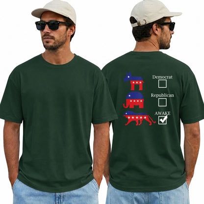 Political Parties Awake Shirt Funny Anti Woke Patriotic Graphic Tee Freedom Gift For Adults