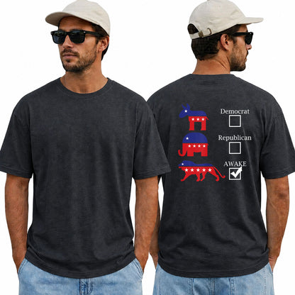 Political Parties Awake Shirt Funny Anti Woke Patriotic Graphic Tee Freedom Gift For Adults
