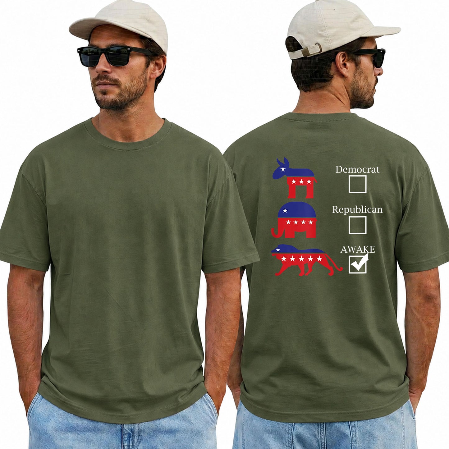 Political Parties Awake Shirt Funny Anti Woke Patriotic Graphic Tee Freedom Gift For Adults