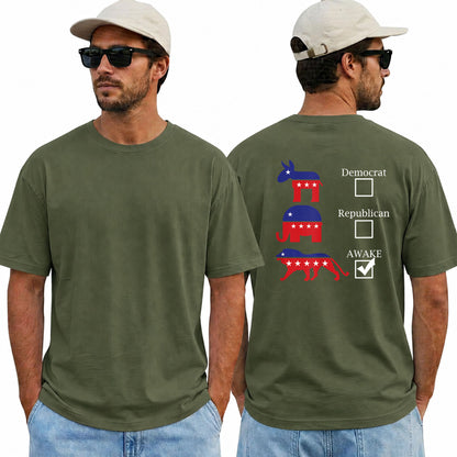 Political Parties Awake Shirt Funny Anti Woke Patriotic Graphic Tee Freedom Gift For Adults
