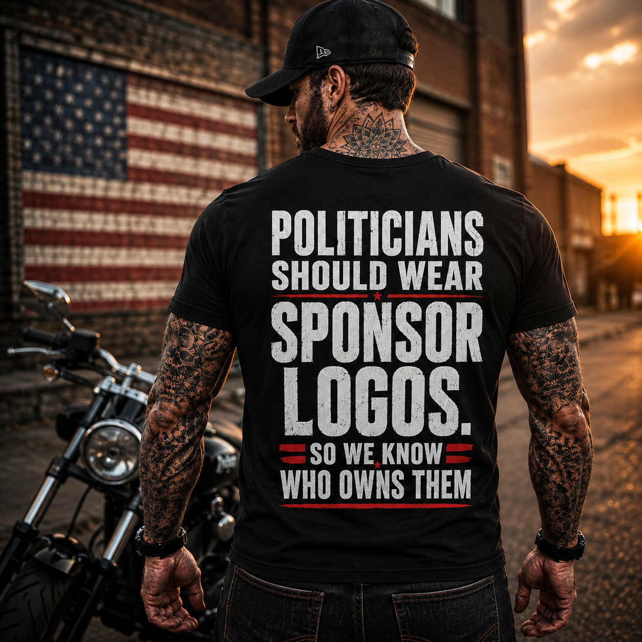Politicians Should Wear Sponsor Logos Shirt Funny Political Graphic Tee Freedom Protest Gift For Adults