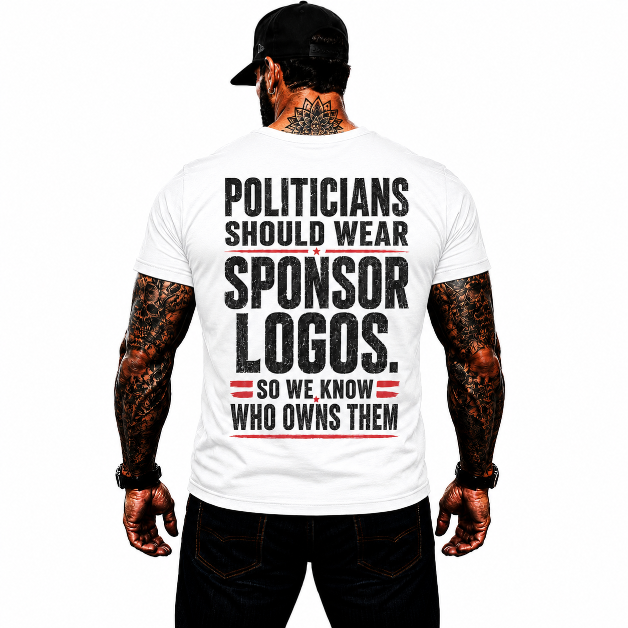 Politicians Should Wear Sponsor Logos Shirt Funny Political Graphic Tee Freedom Protest Gift For Adults