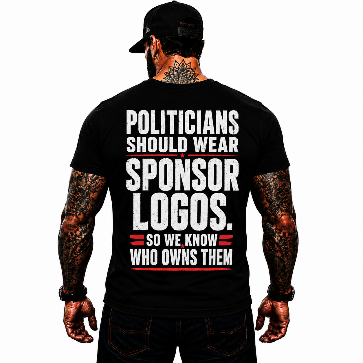 Politicians Should Wear Sponsor Logos Shirt Funny Political Graphic Tee Freedom Protest Gift For Adults