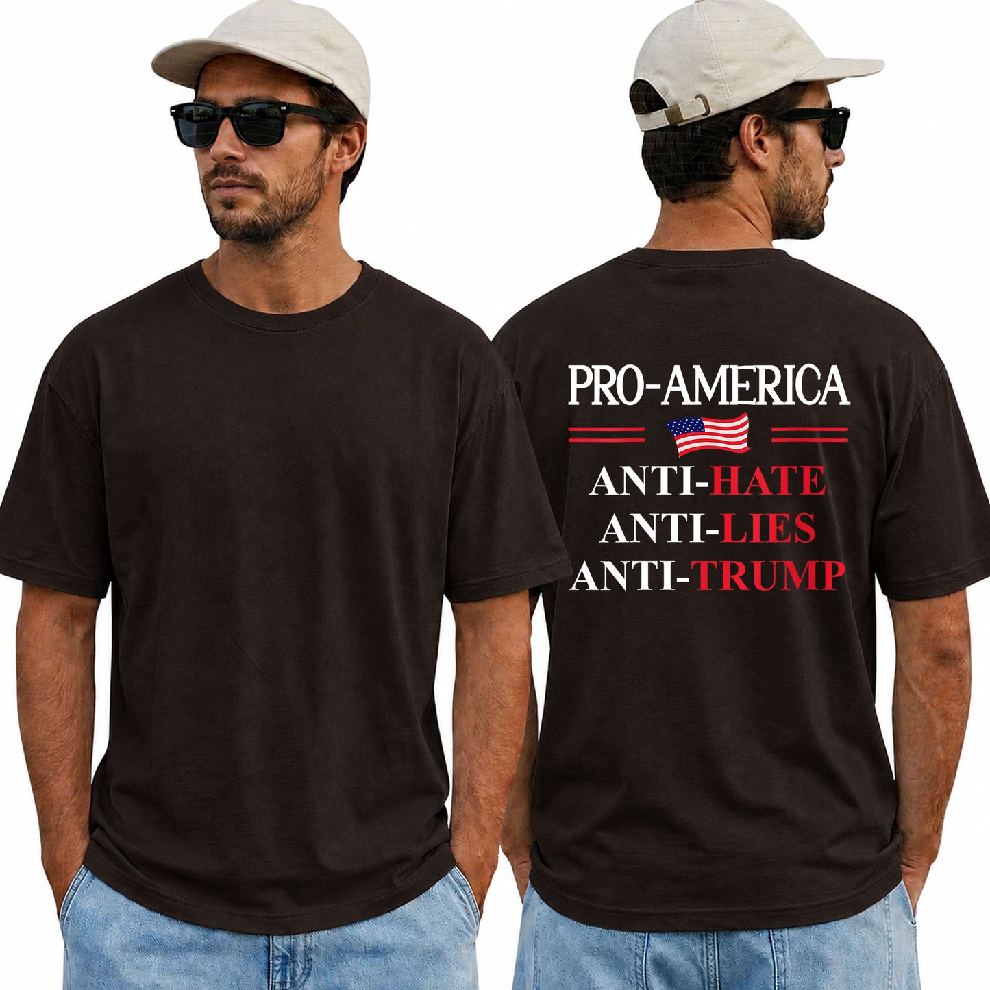 Pro America Anti Hate Anti Lies Anti Trump Shirt Funny Political Graphic Tee Resist Protest Gift For Adults