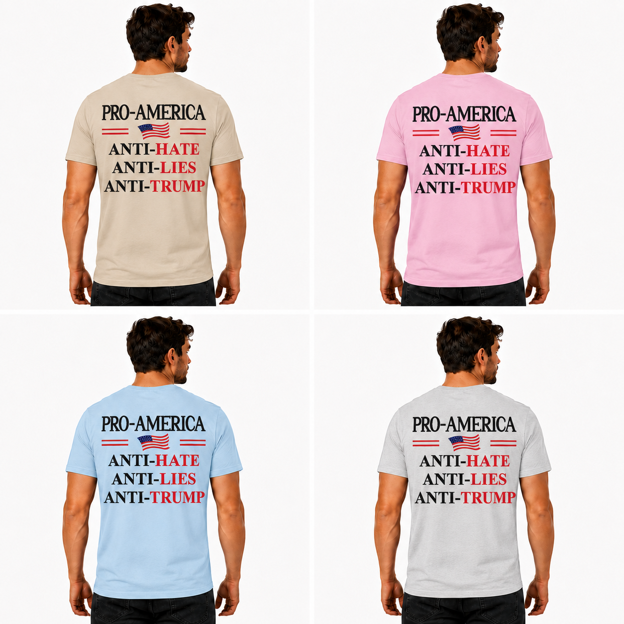 Pro America Anti Hate Anti Lies Anti Trump Shirt Funny Political Graphic Tee Resist Protest Gift For Adults