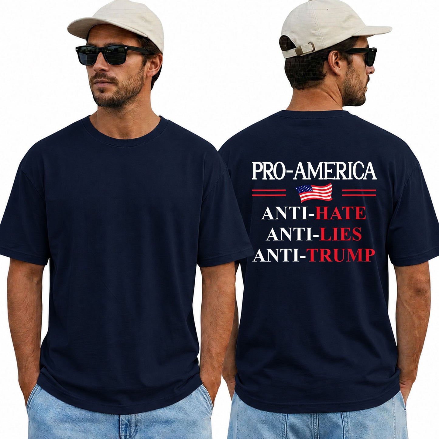 Pro America Anti Hate Anti Lies Anti Trump Shirt Funny Political Graphic Tee Resist Protest Gift For Adults