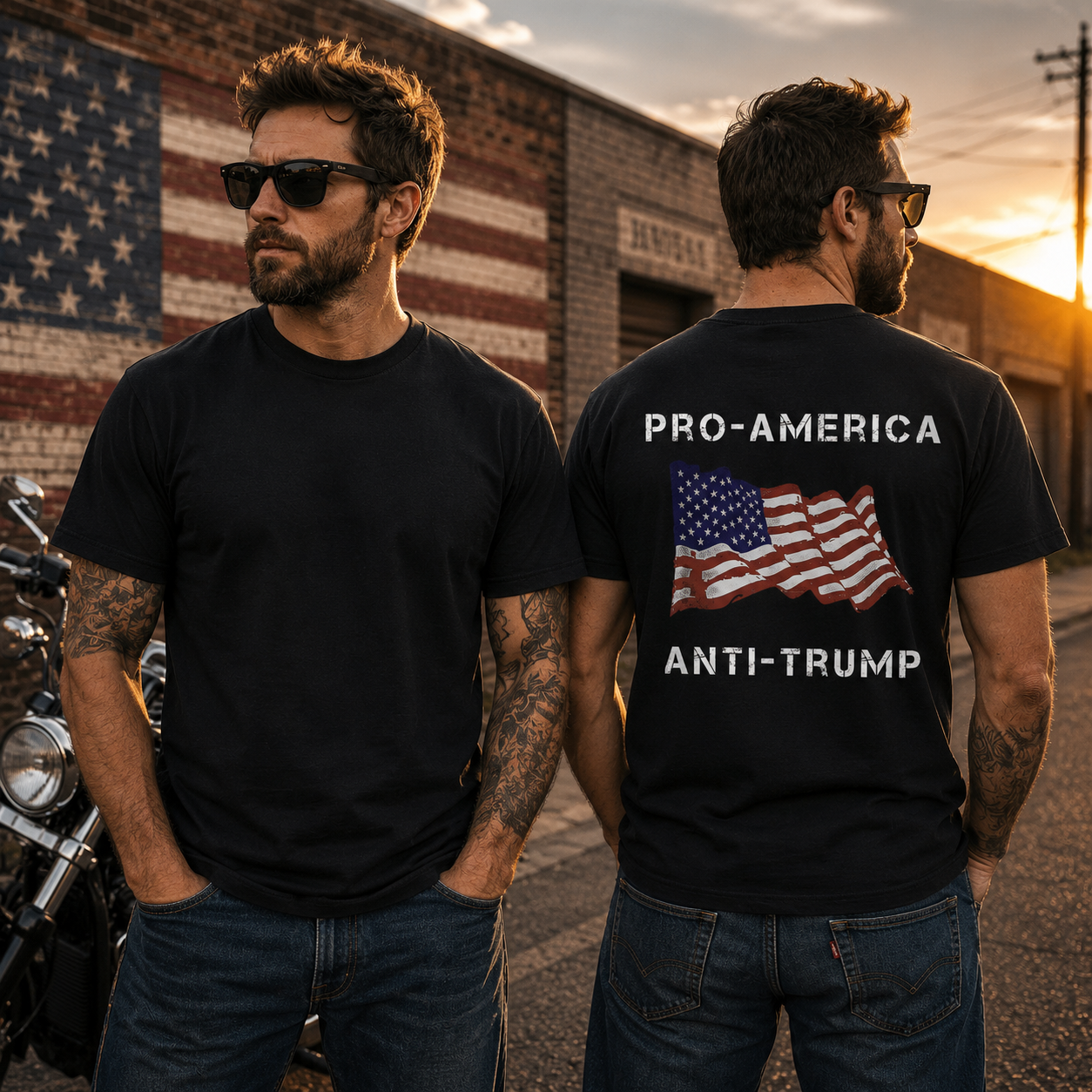 Pro America Anti Trump American Flag Shirt Funny Political Graphic Tee Resist Protest Gift For Adults