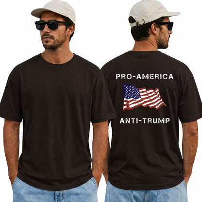 Pro America Anti Trump American Flag Shirt Funny Political Graphic Tee Resist Protest Gift For Adults