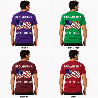 Pro America Anti Trump American Flag Shirt Funny Political Graphic Tee Resist Protest Gift For Adults