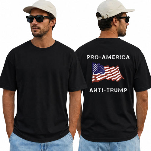 Pro America Anti Trump American Flag Shirt Funny Political Graphic Tee Resist Protest Gift For Adults