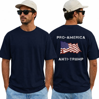 Pro America Anti Trump American Flag Shirt Funny Political Graphic Tee Resist Protest Gift For Adults
