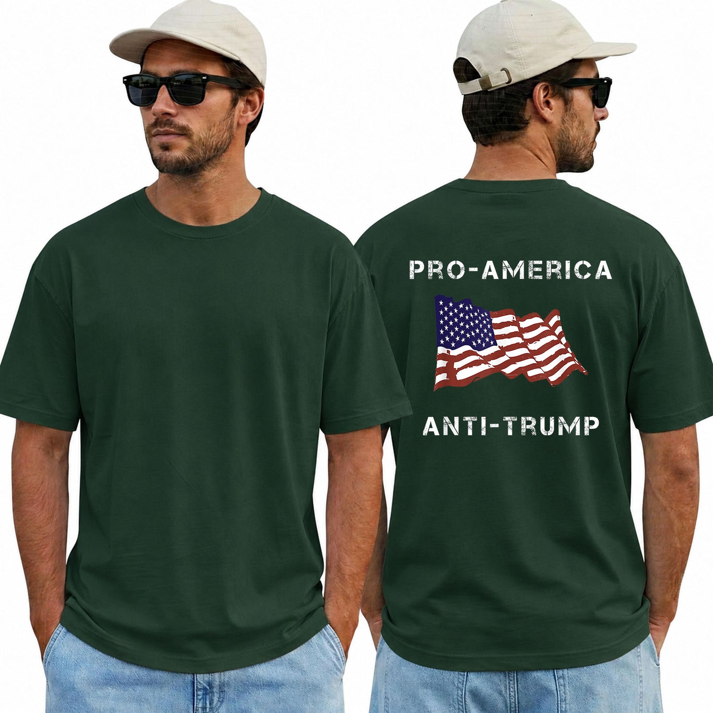 Pro America Anti Trump American Flag Shirt Funny Political Graphic Tee Resist Protest Gift For Adults