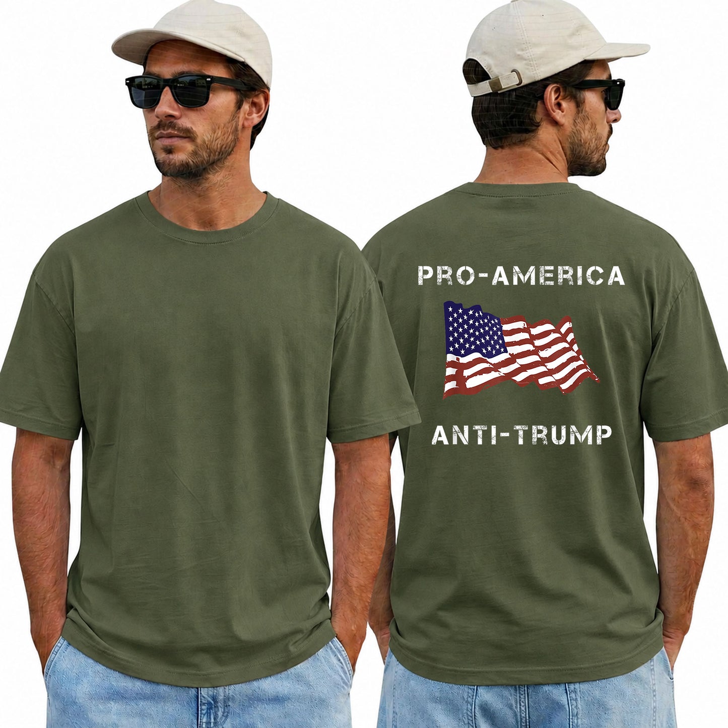 Pro America Anti Trump American Flag Shirt Funny Political Graphic Tee Resist Protest Gift For Adults