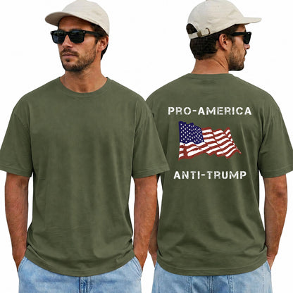 Pro America Anti Trump American Flag Shirt Funny Political Graphic Tee Resist Protest Gift For Adults