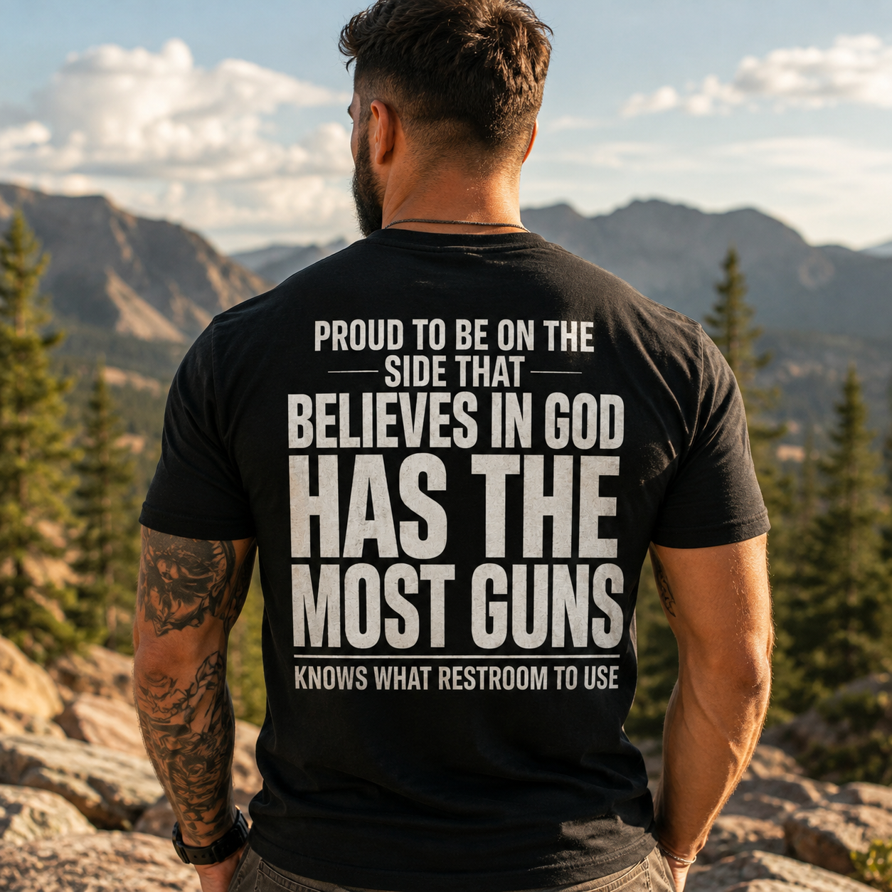 Proud To Be On The Side That Believes In God Shirt Funny Conservative Patriotic Graphic Tee Christian Gift For Adults