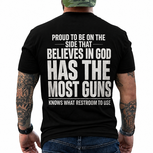 Proud To Be On The Side That Believes In God Shirt Funny Conservative Patriotic Graphic Tee Christian Gift For Adults