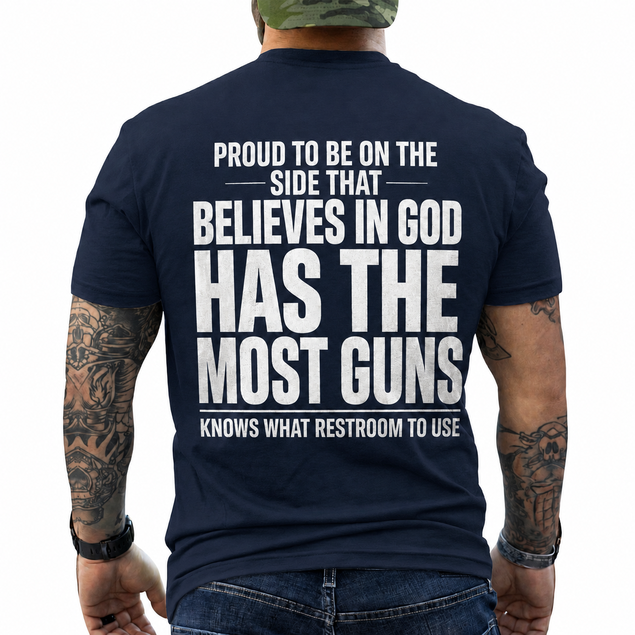 Proud To Be On The Side That Believes In God Shirt Funny Conservative Patriotic Graphic Tee Christian Gift For Adults