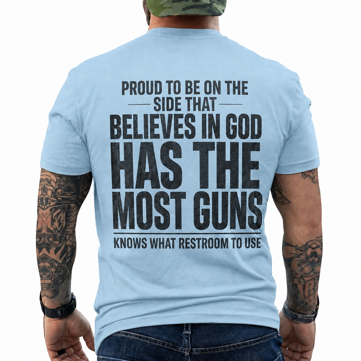 Proud To Be On The Side That Believes In God Shirt Funny Conservative Patriotic Graphic Tee Christian Gift For Adults