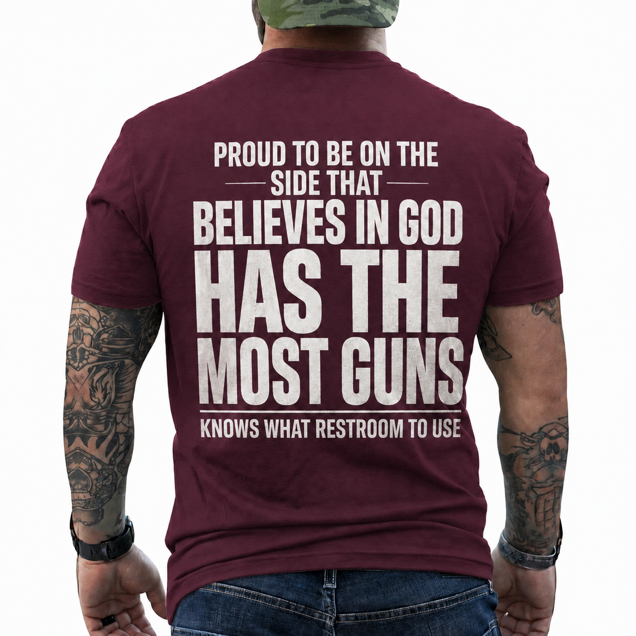 Proud To Be On The Side That Believes In God Shirt Funny Conservative Patriotic Graphic Tee Christian Gift For Adults