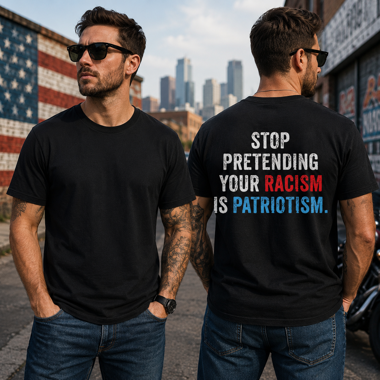 Stop Pretending Your Racism Is Patriotism Shirt Funny Anti Trump Political Graphic Tee Equality Protest Gift For Adults