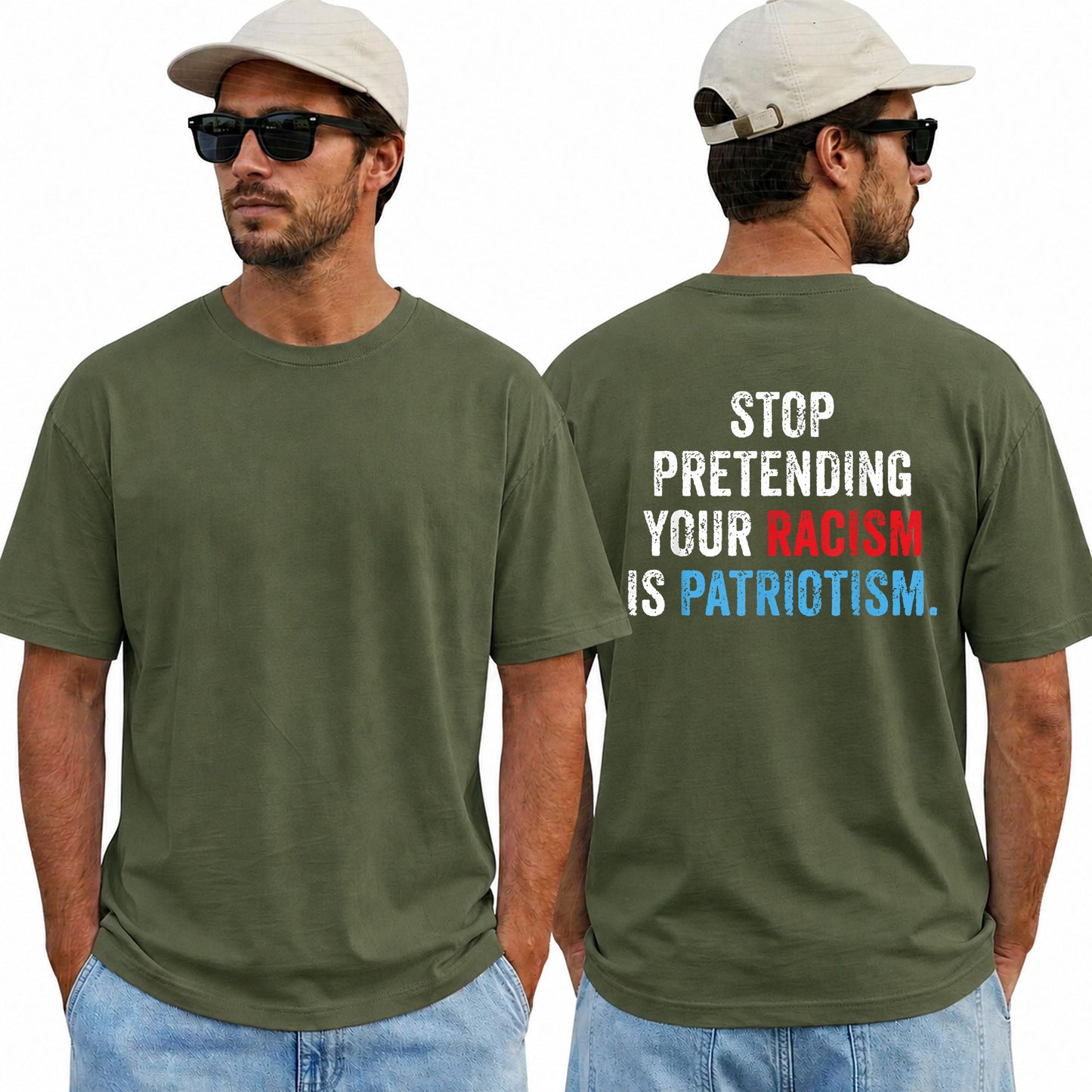 Stop Pretending Your Racism Is Patriotism Shirt Funny Anti Trump Political Graphic Tee Equality Protest Gift For Adults