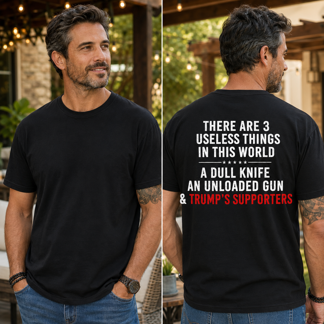 Three Useless Things Political Humor Shirt Funny Anti Trump Graphic Tee Satirical Gift For Adults