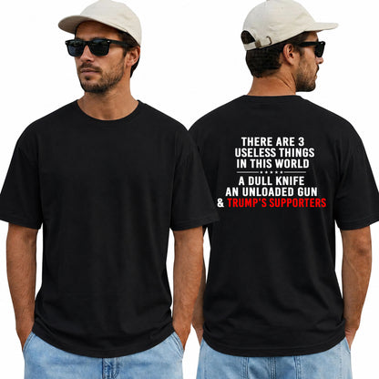 Three Useless Things Political Humor Shirt Funny Anti Trump Graphic Tee Satirical Gift For Adults