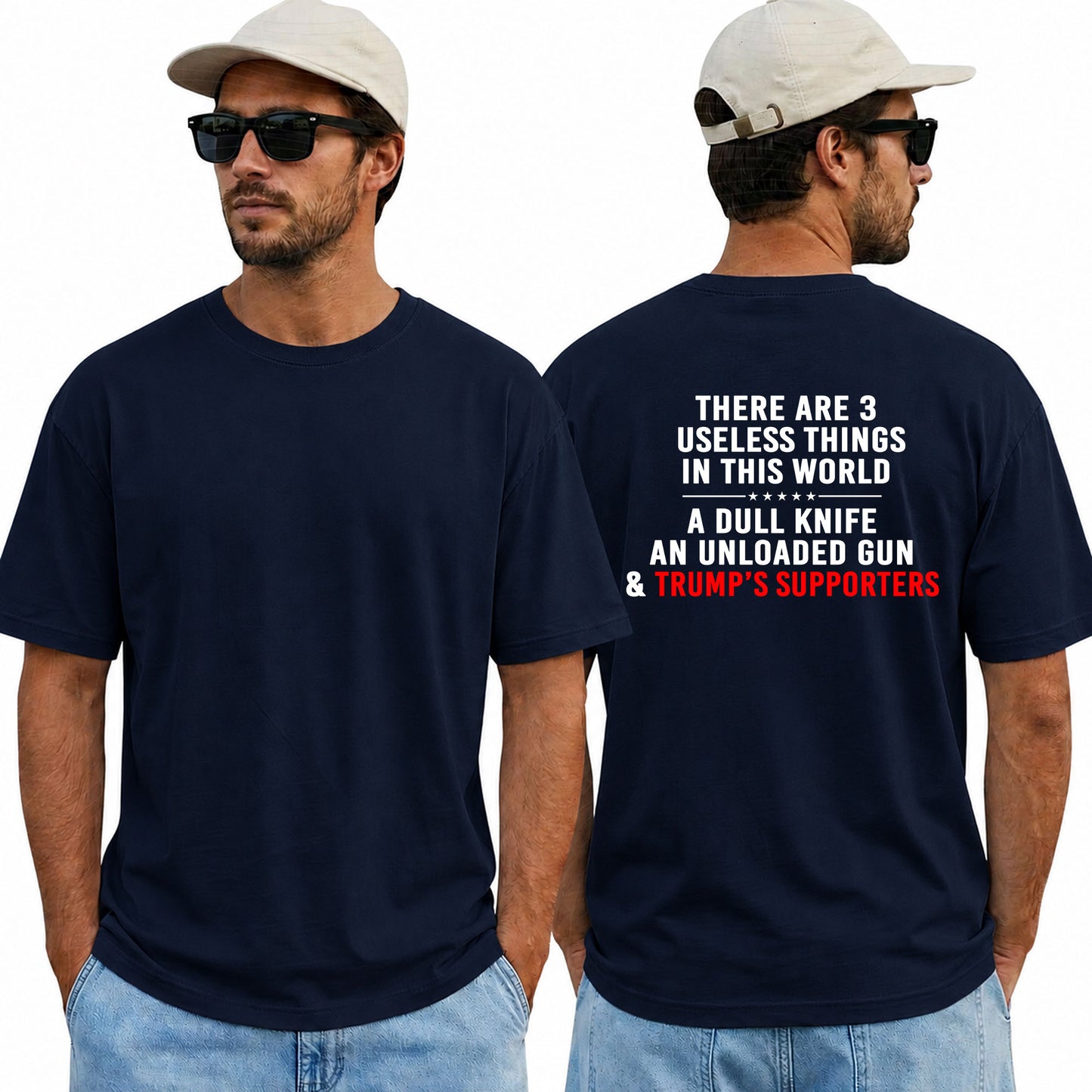 Three Useless Things Political Humor Shirt Funny Anti Trump Graphic Tee Satirical Gift For Adults