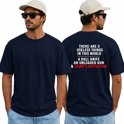 Three Useless Things Political Humor Shirt Funny Anti Trump Graphic Tee Satirical Gift For Adults