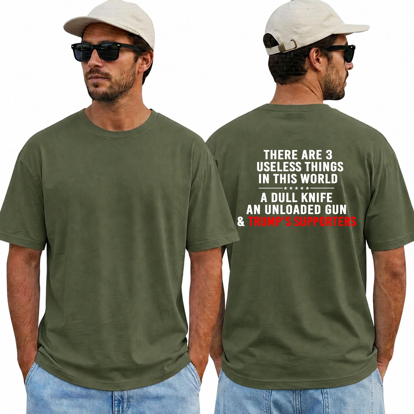 Three Useless Things Political Humor Shirt Funny Anti Trump Graphic Tee Satirical Gift For Adults