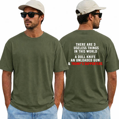 Three Useless Things Political Humor Shirt Funny Anti Trump Graphic Tee Satirical Gift For Adults