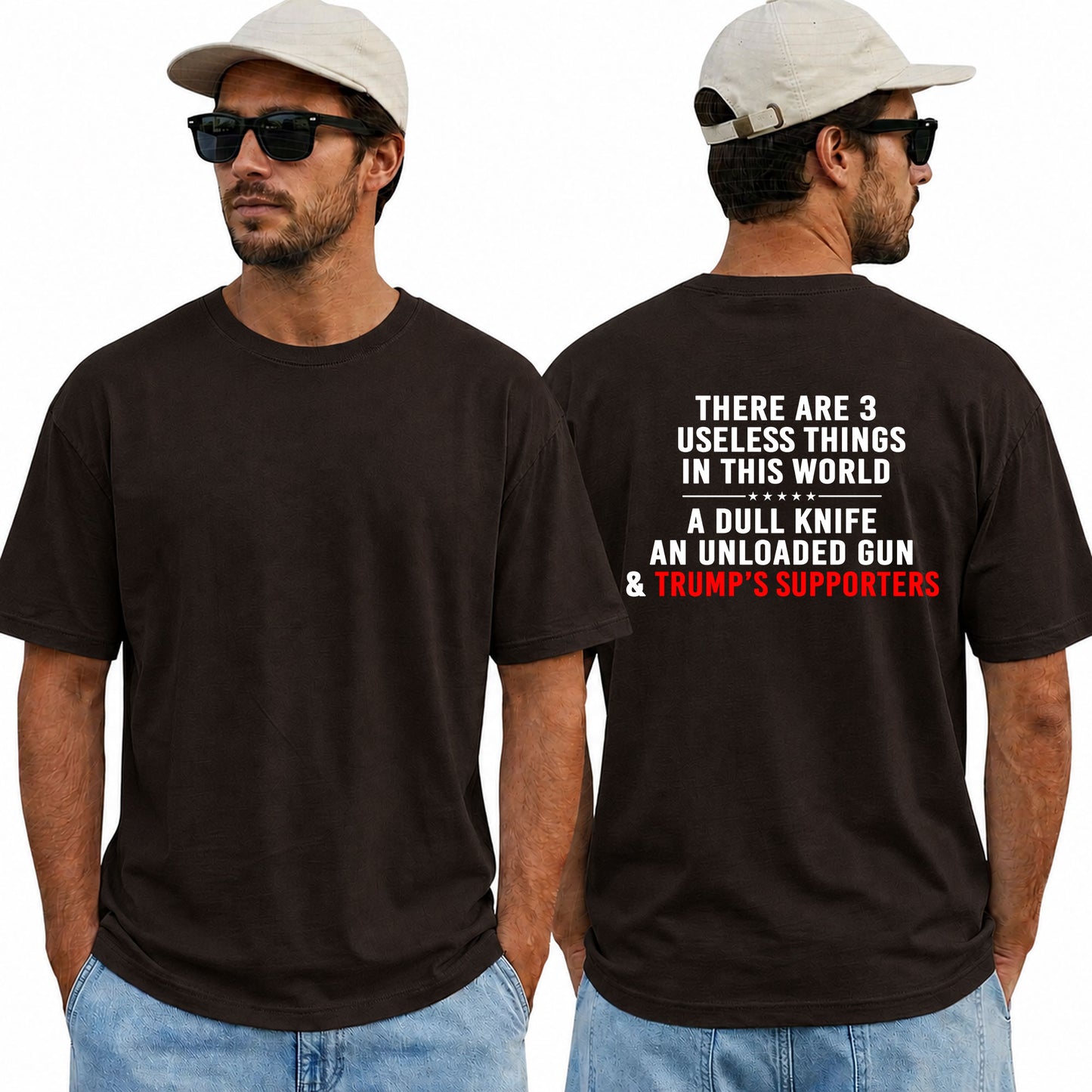 Three Useless Things Political Humor Shirt Funny Anti Trump Graphic Tee Satirical Gift For Adults