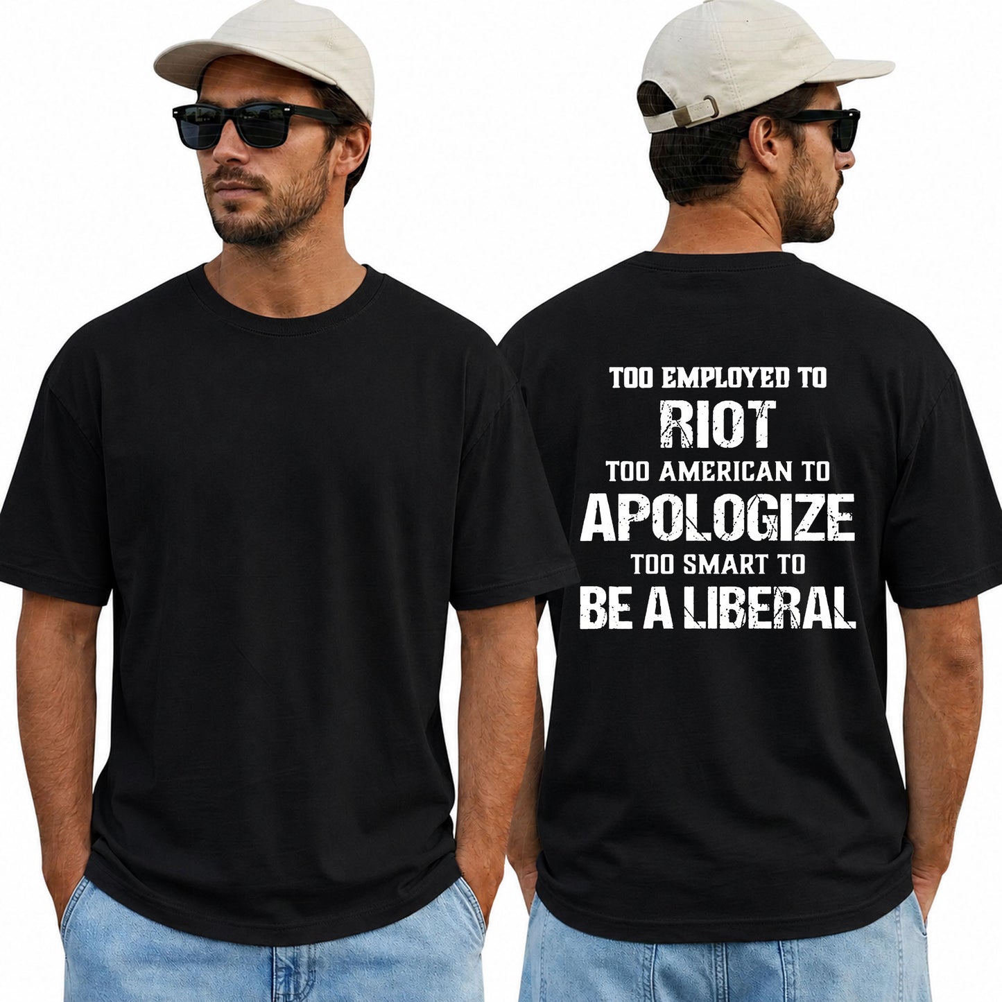 Too Employed Too American Shirt Funny Conservative Patriotic Graphic Tee Anti Woke Gift For Adults