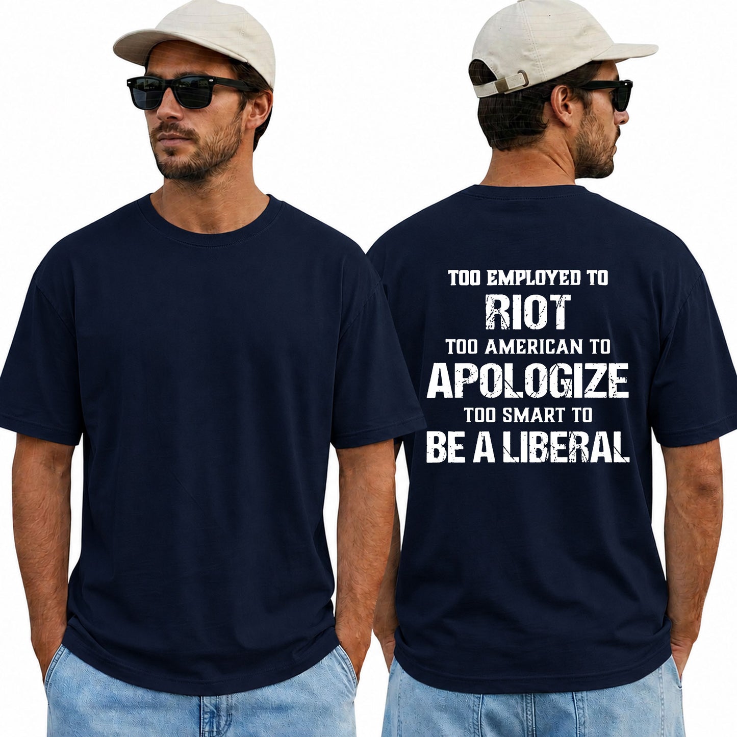 Too Employed Too American Shirt Funny Conservative Patriotic Graphic Tee Anti Woke Gift For Adults