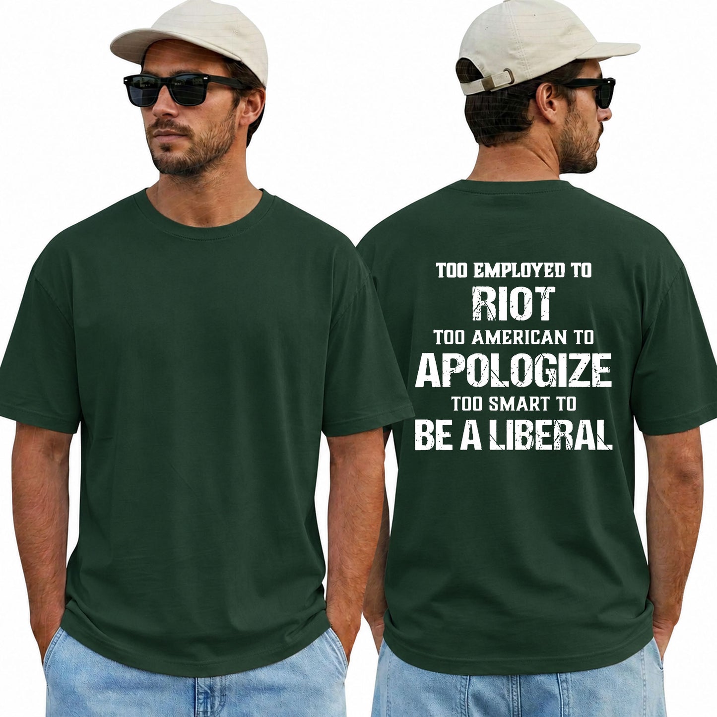 Too Employed Too American Shirt Funny Conservative Patriotic Graphic Tee Anti Woke Gift For Adults