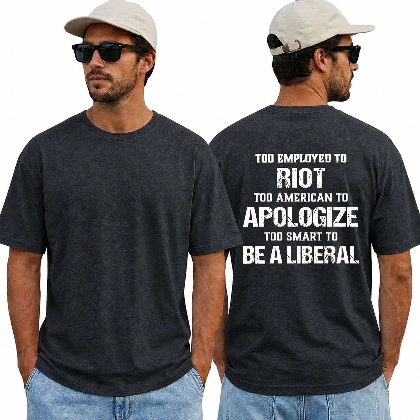 Too Employed Too American Shirt Funny Conservative Patriotic Graphic Tee Anti Woke Gift For Adults
